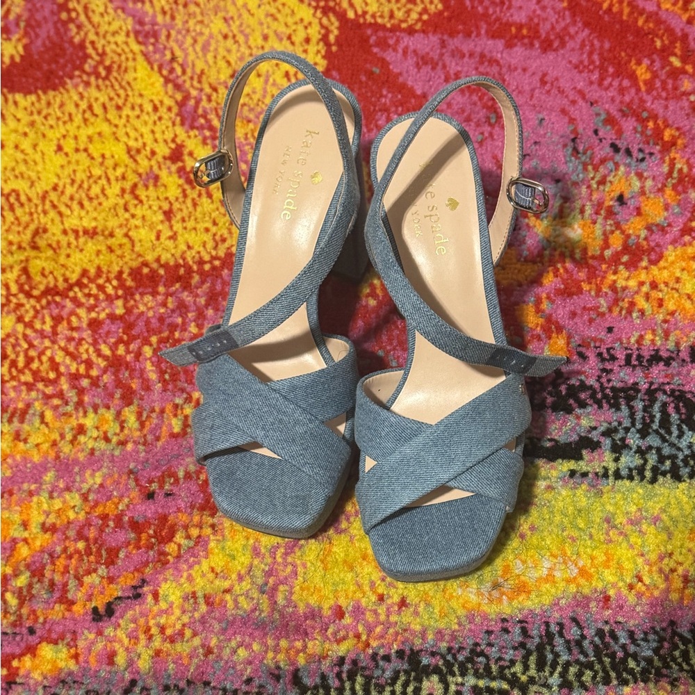 Kate Spade Denim Blue Strappy Heels